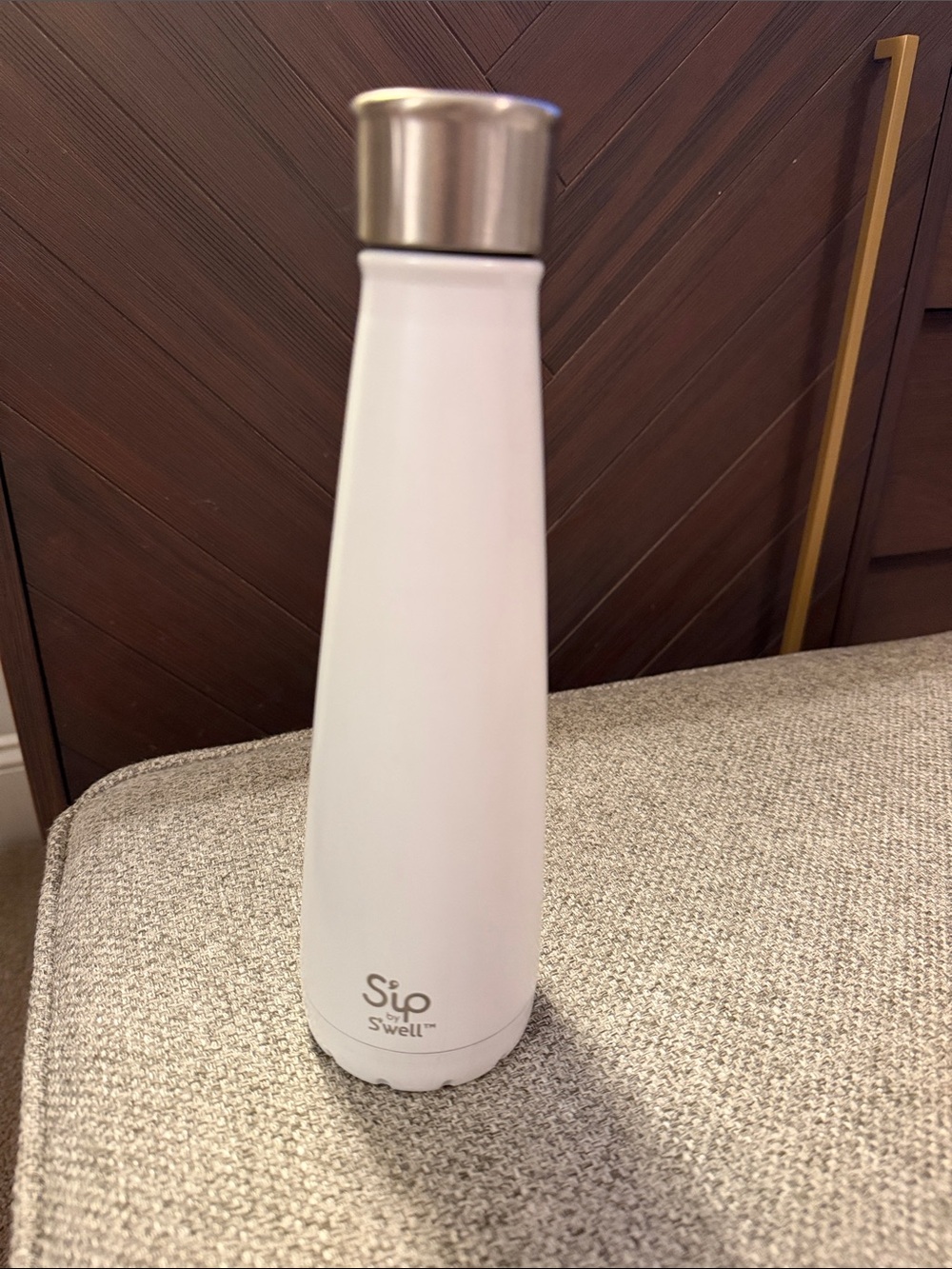 S'ip by S'well White Insulated Water Bottle with Stainless Cap